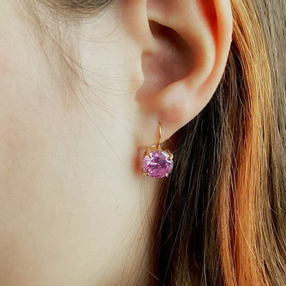 Luxury Rose Quartz Gold Earrings