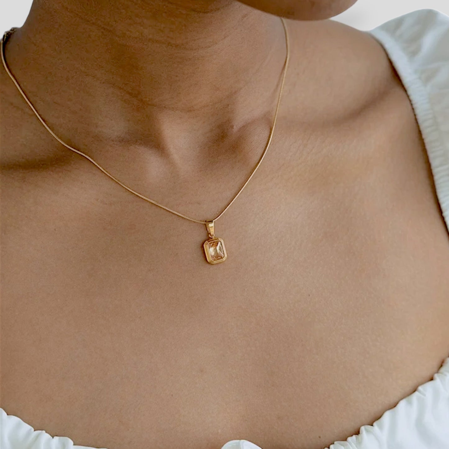 Minimalist White Quartz Charm Necklace