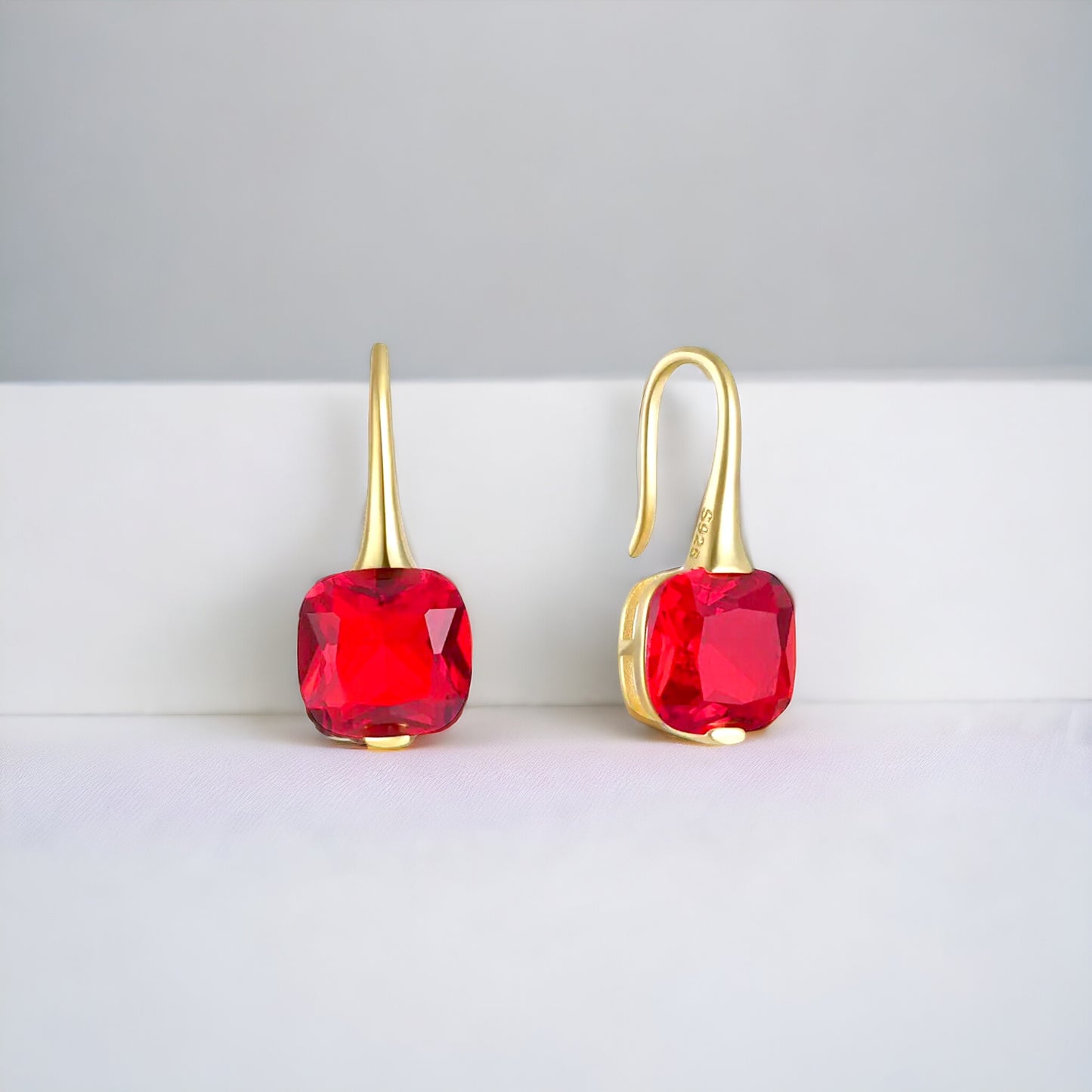 Garnet Gemstone Drop Earrings