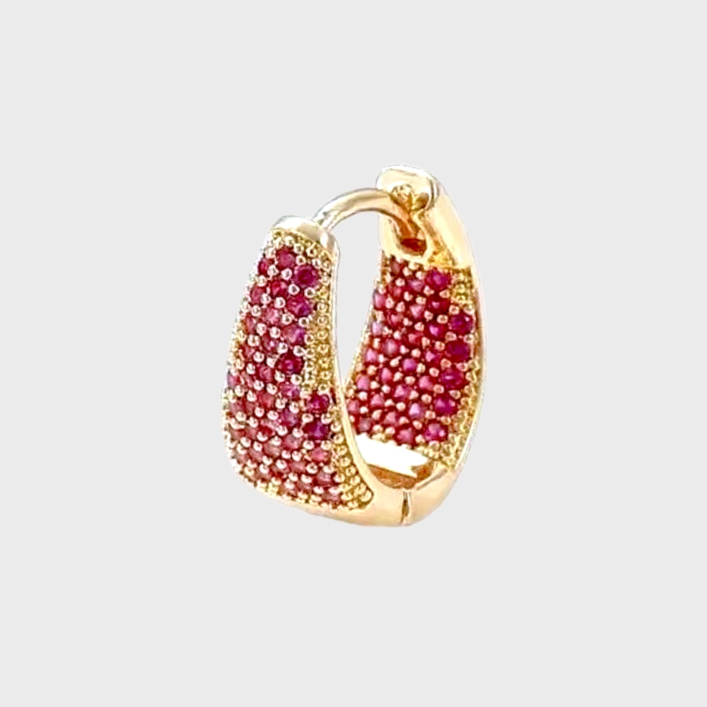 18K Gold Rose Quartz Gemstone Hoop Earrings