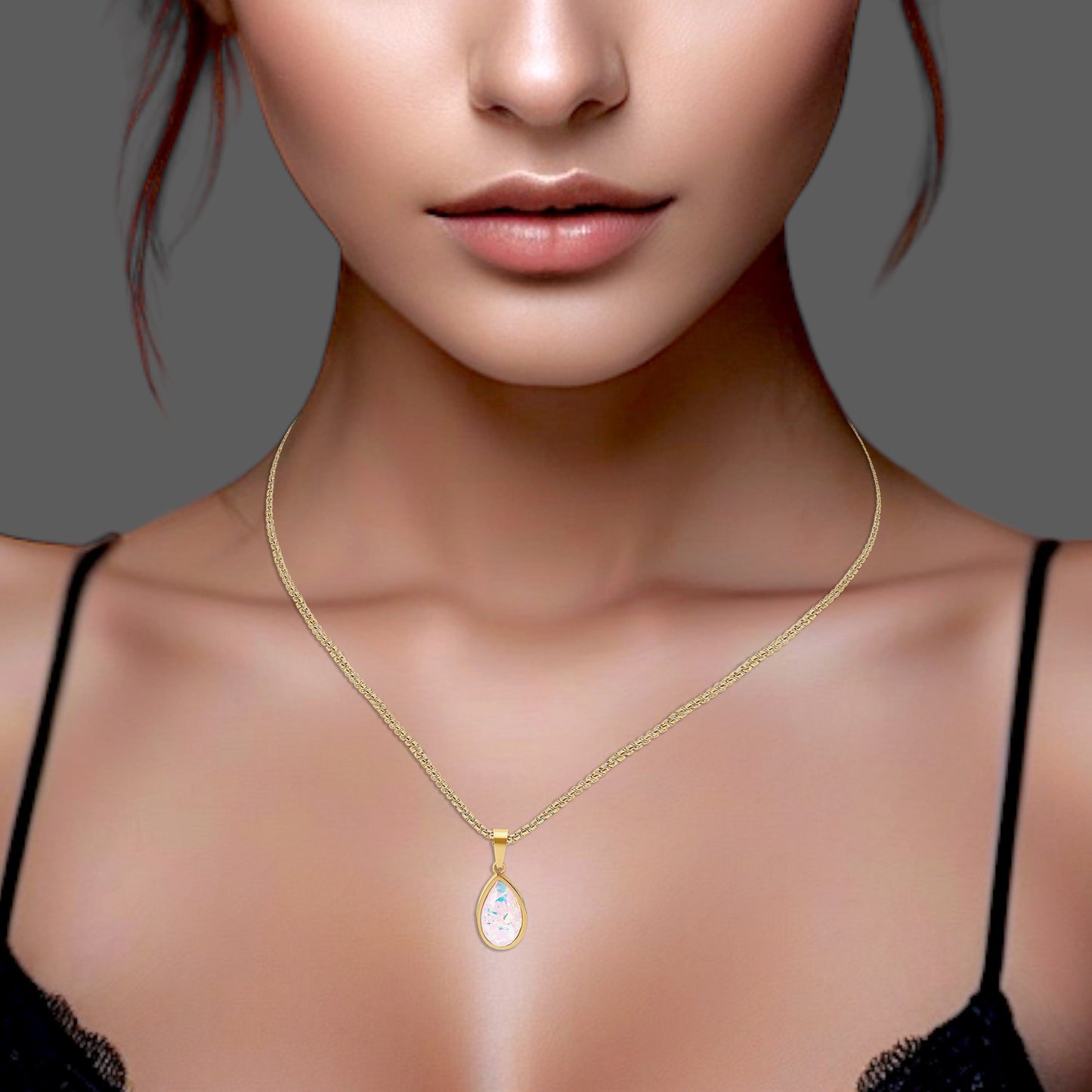 18K Water Drop Opal Necklace