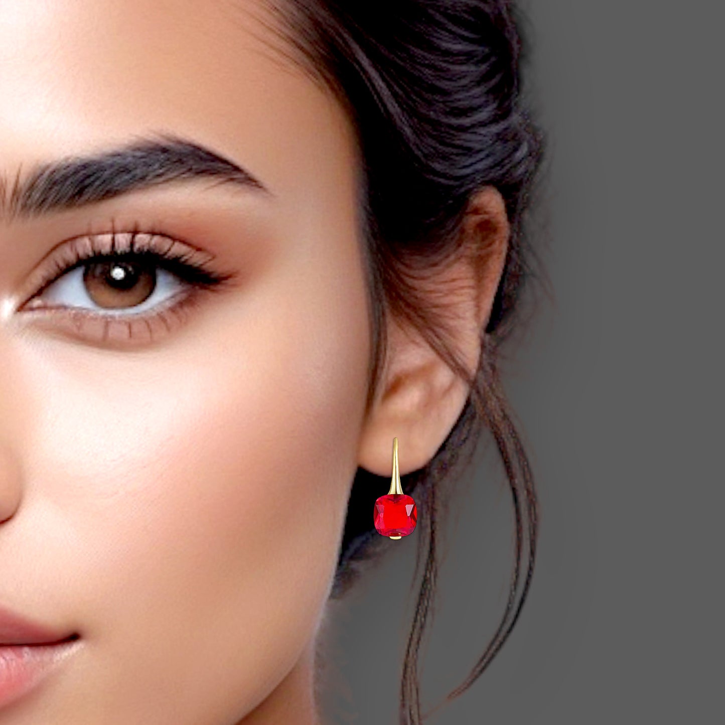 Garnet Gemstone Drop Earrings