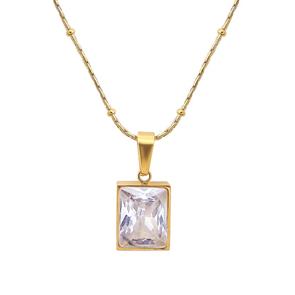 White Quartz Zirconia Stone Necklace