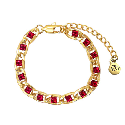 Luxury Garnet Cuban Link Bracelet