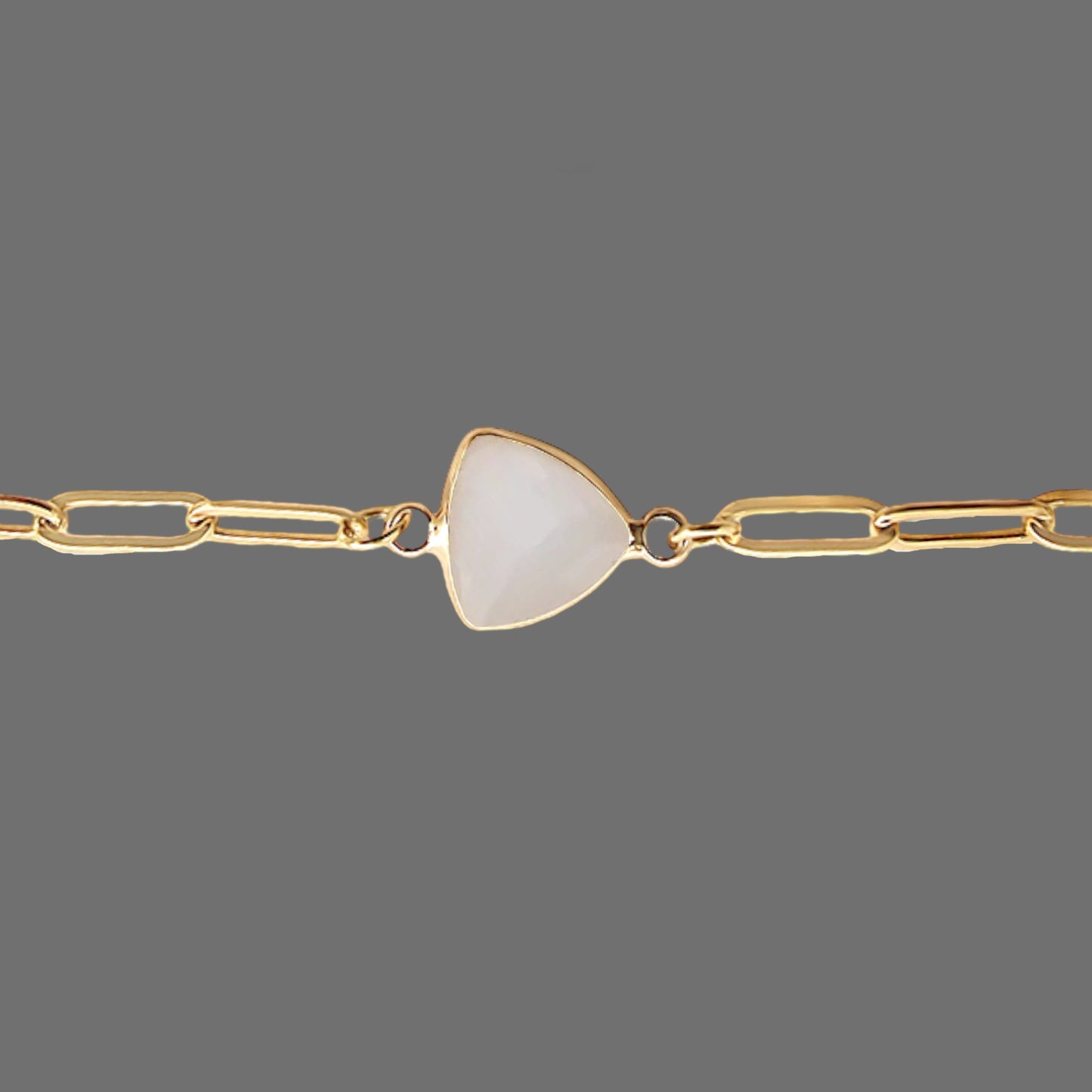 Moonstone Birthstone Paperclip Bracelet