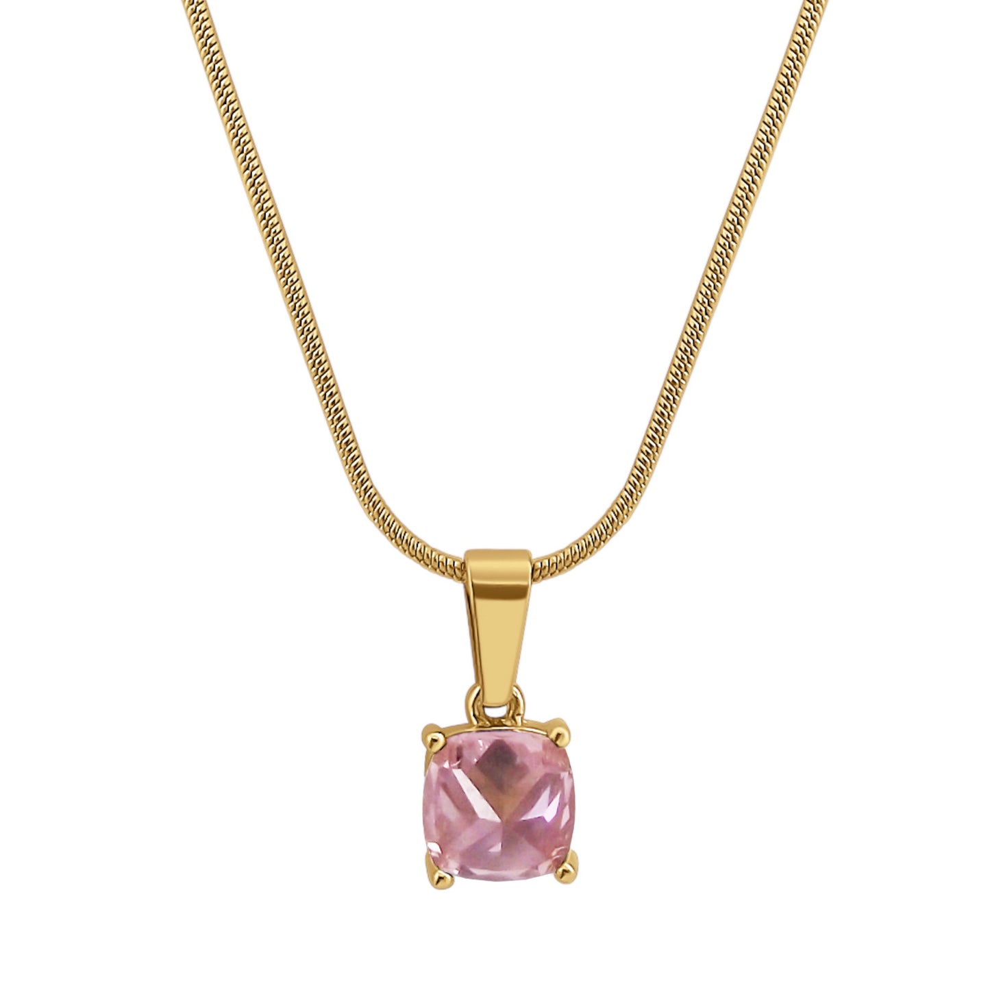 18K Rose Quartz Birthstone Necklace