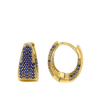 18K Gold Sapphire Gemstone Hoop Earrings