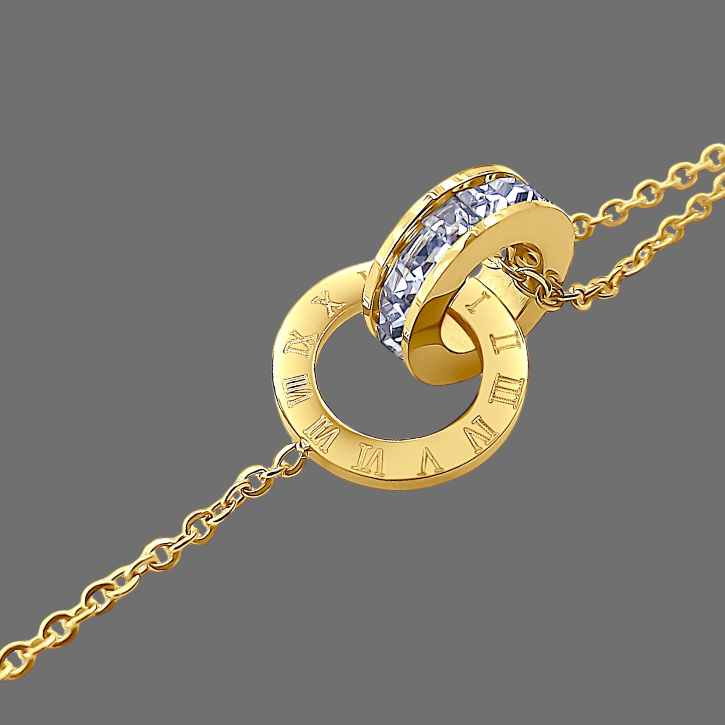 Gold White Topaz  Roman Bracelet