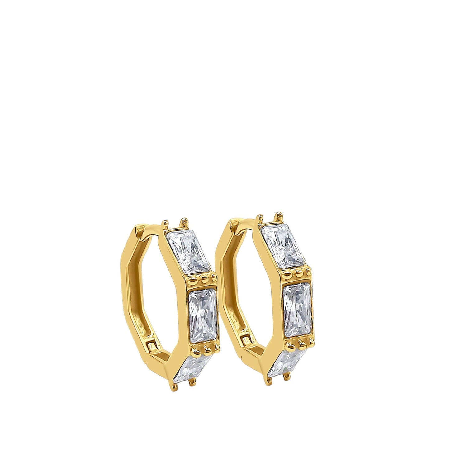 White Quartz Gold Huggies