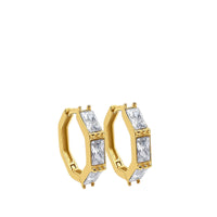 White Quartz Gold Huggies
