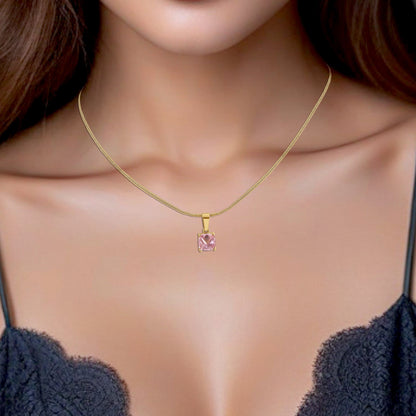 18K Rose Quartz Birthstone Necklace