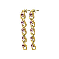 18K Amethyst Cuban Link Chain Earrings