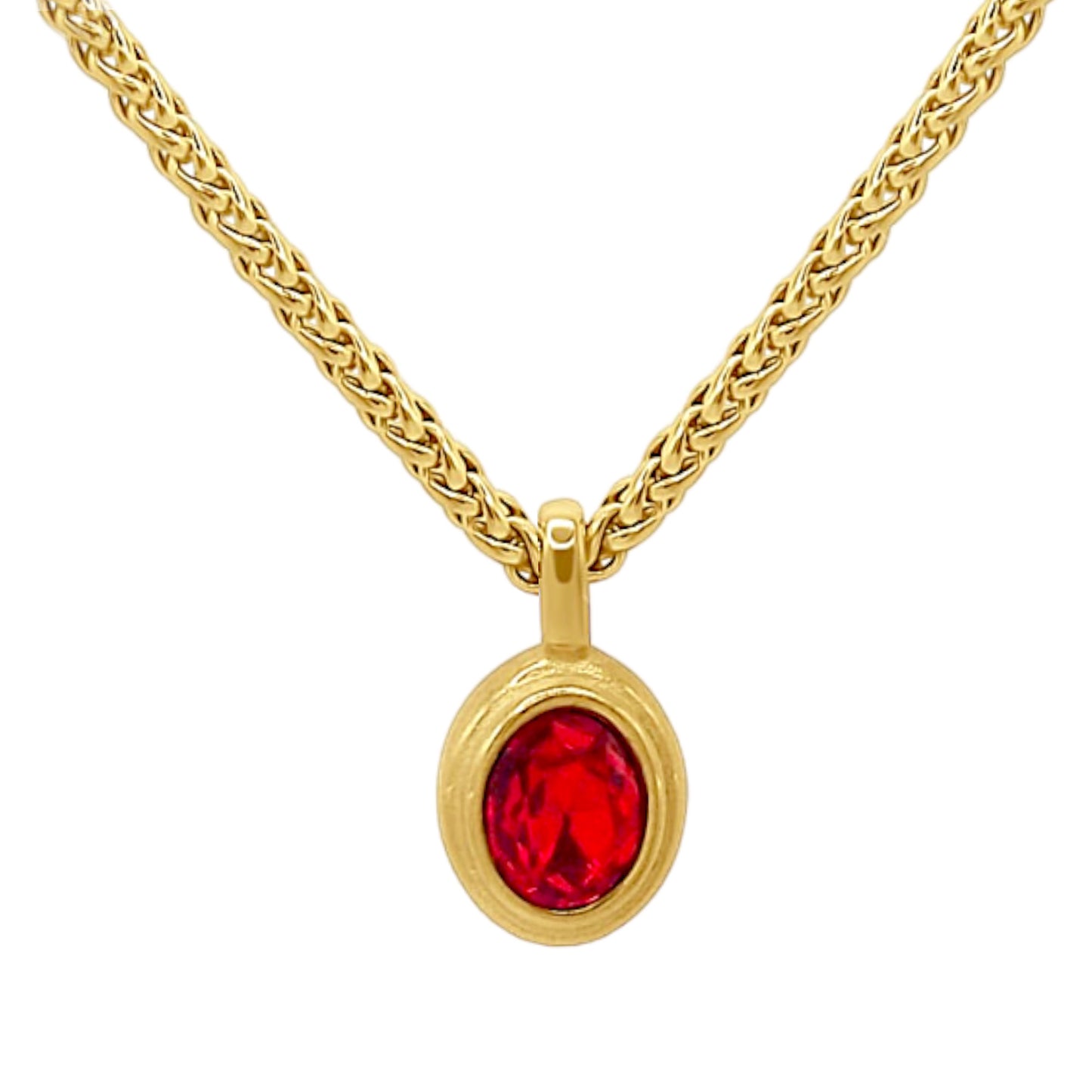 January Gemstone Keel Link Chain Necklace