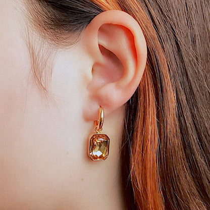 Citrine Hoop Drop Earrings