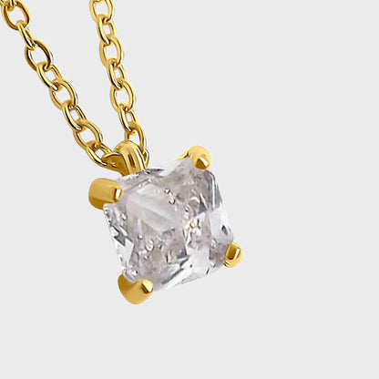 White Topaz Gemstone Square Necklace