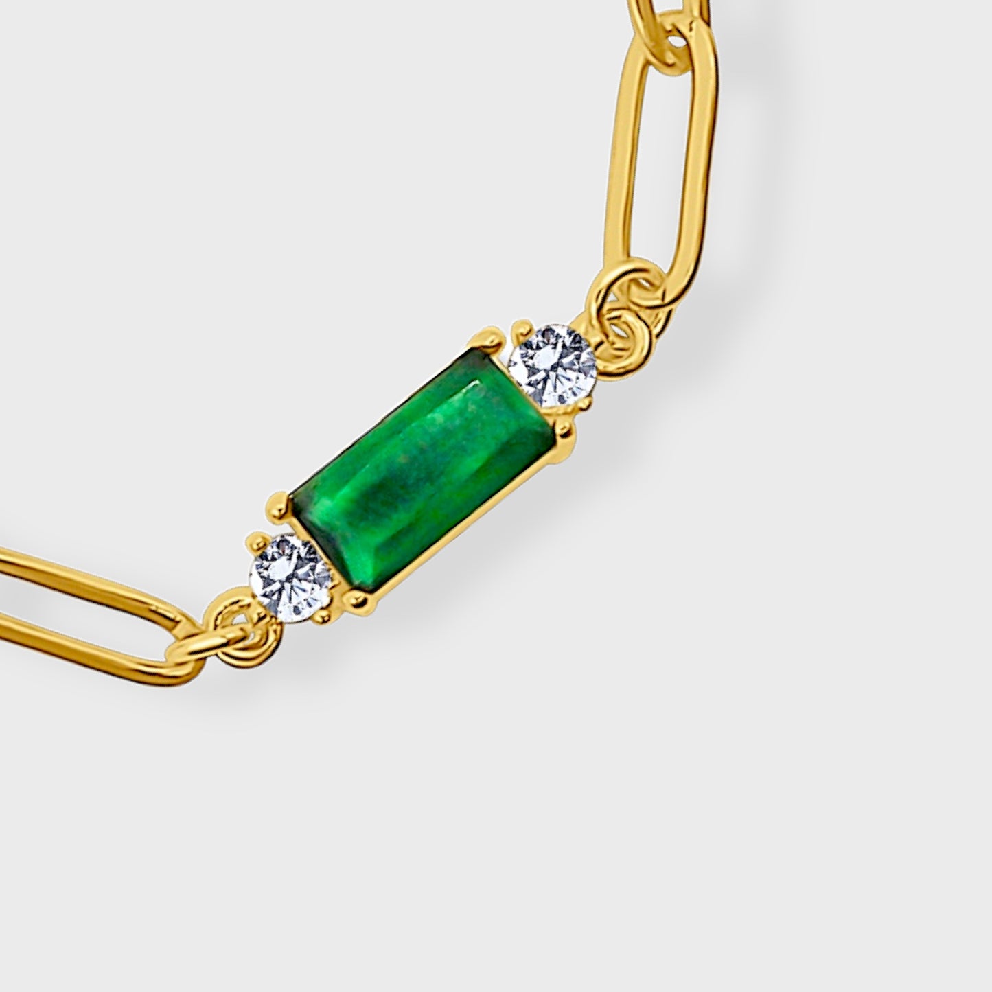 Delicate Emerald Paperclip Bracelet