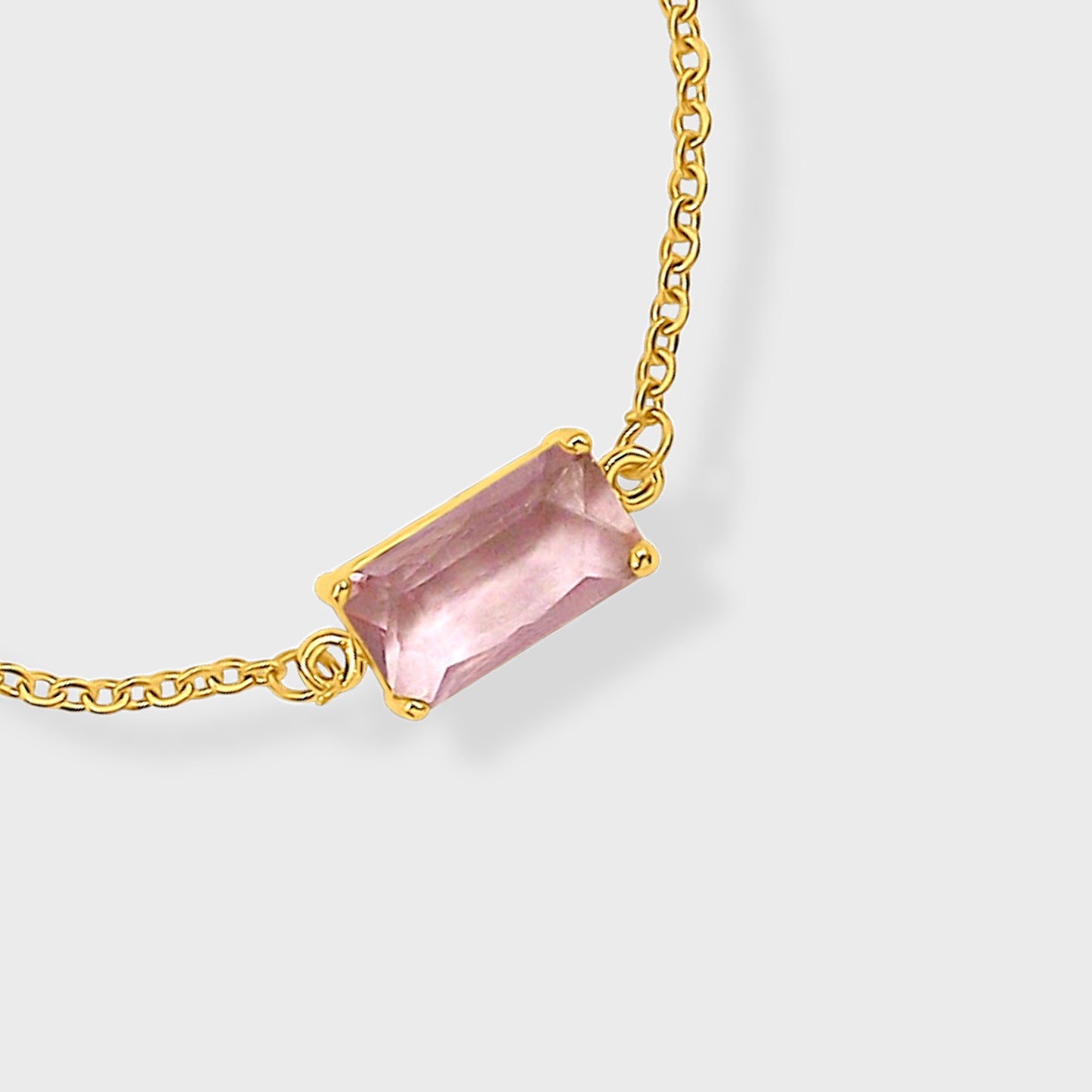 Rose Quartz Gold Cable Bracelet