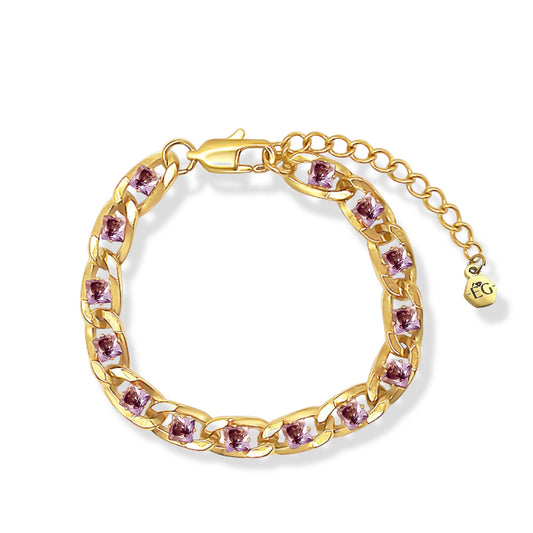 Luxury Amethyst Cuban Link Bracelet