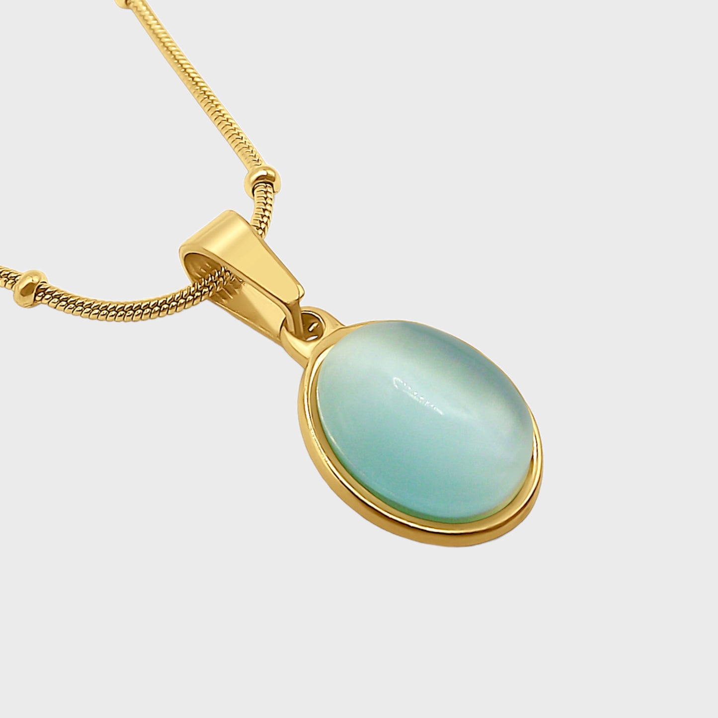 Blue Cat Eye Gold Necklace