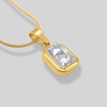 Minimalist White Quartz Charm Necklace