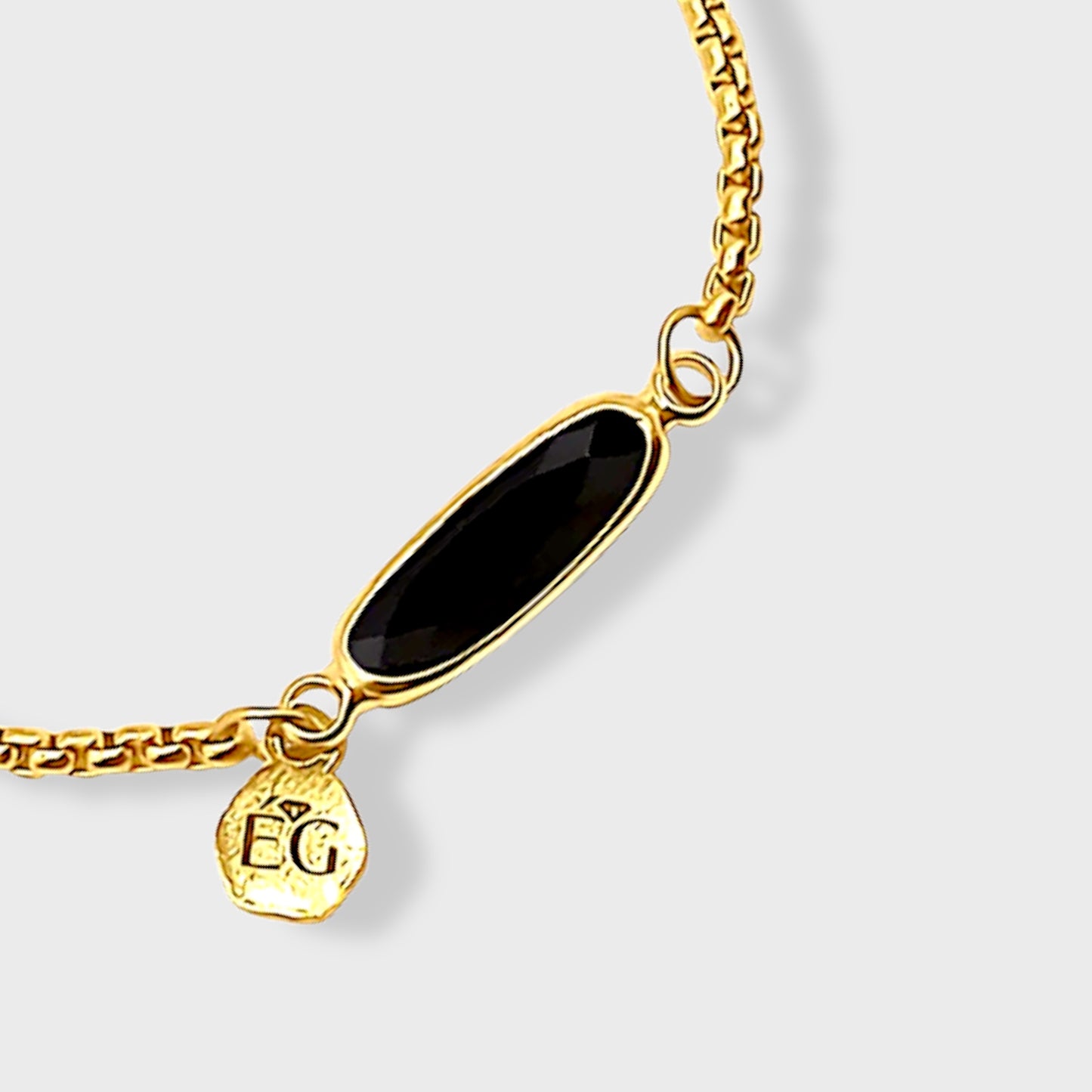 Black Onyx Baguette Adjustable Bracelet