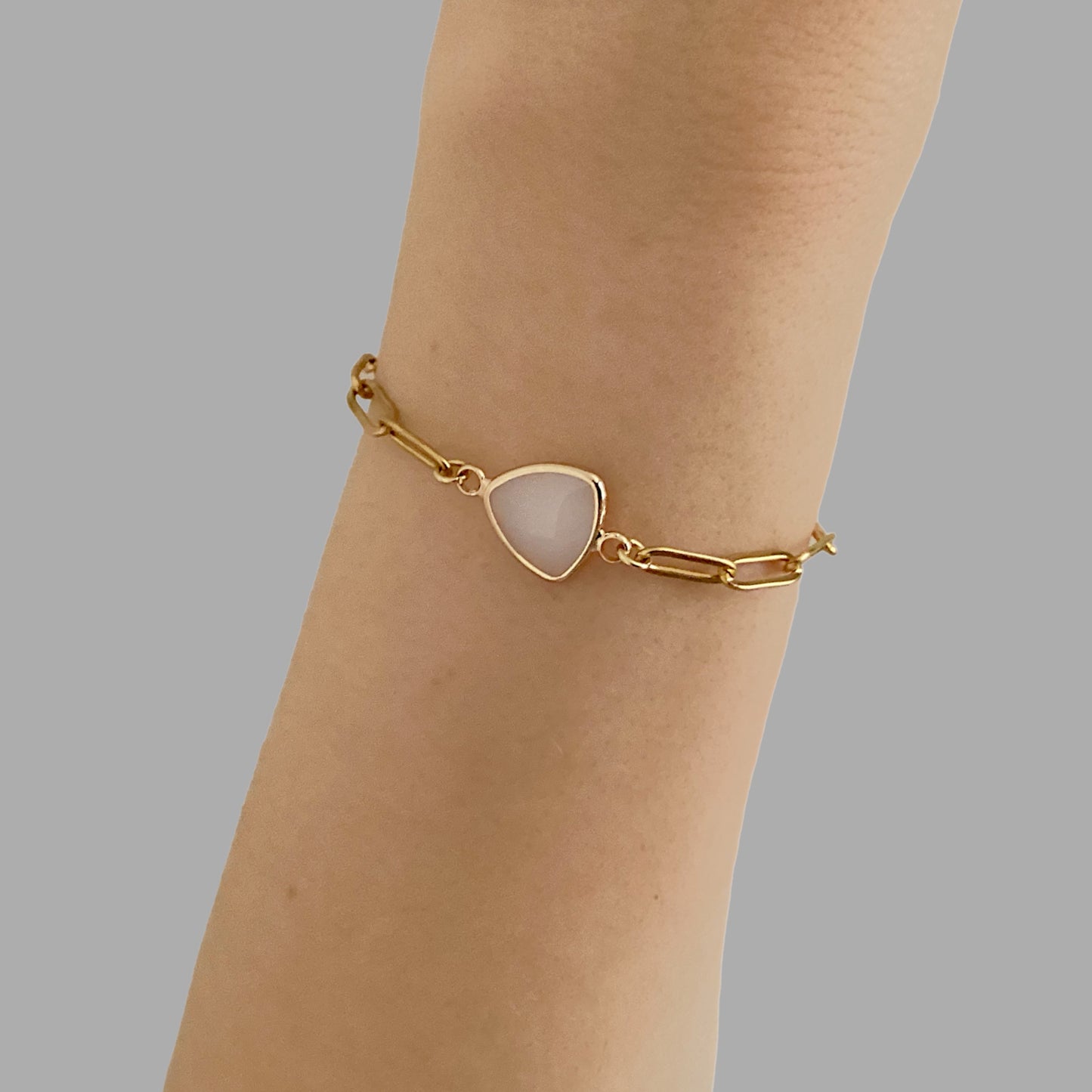 Moonstone Birthstone Paperclip Bracelet