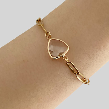White Topaz Birthstone Paperclip Bracelet