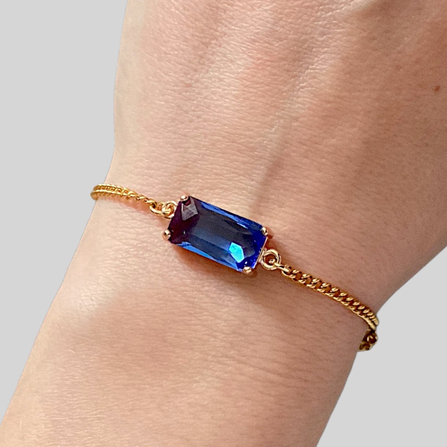 Sapphire Gold Curb Bracelet