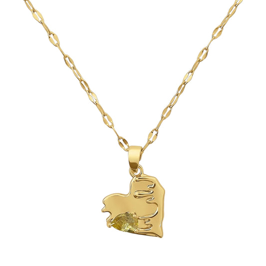Citrine Birthstone Heart Necklace