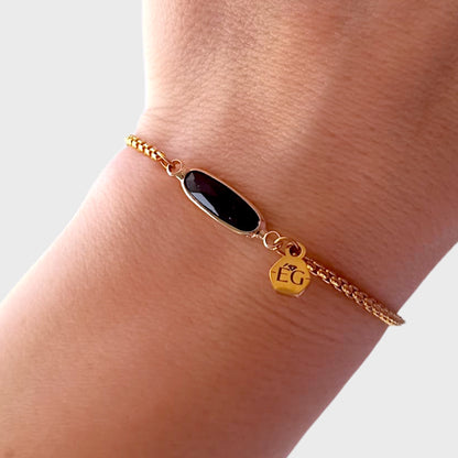 Black Onyx Baguette Adjustable Bracelet