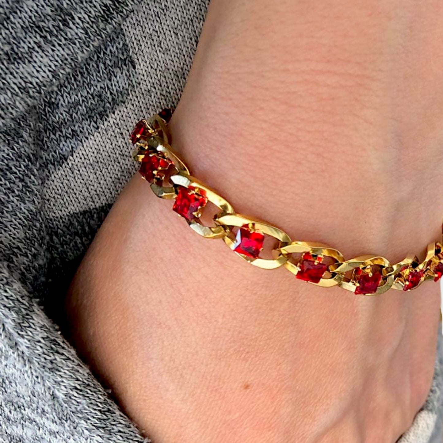 Luxury Garnet Cuban Link Bracelet
