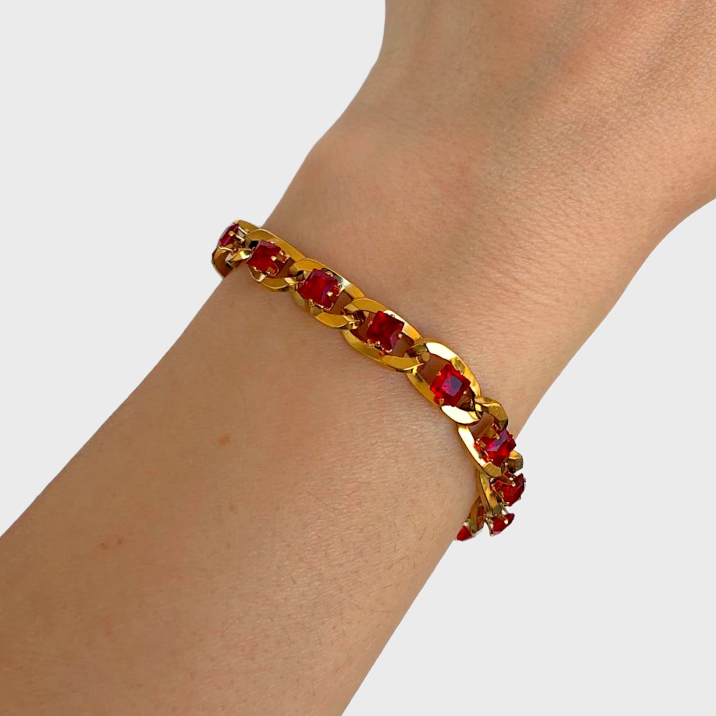 Luxury Garnet Cuban Link Bracelet