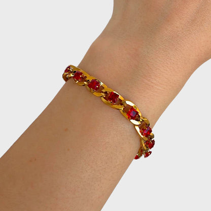 Luxury Garnet Cuban Link Bracelet