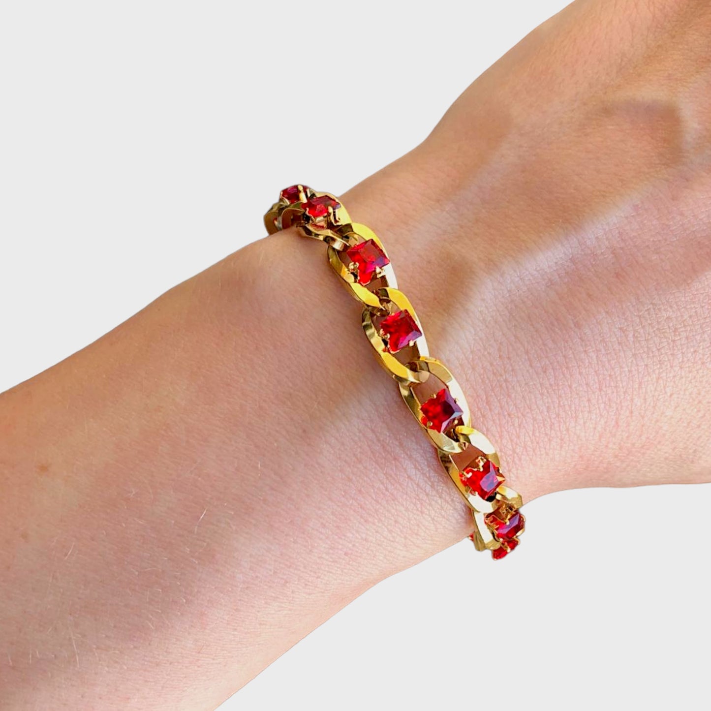 Luxury Garnet Cuban Link Bracelet