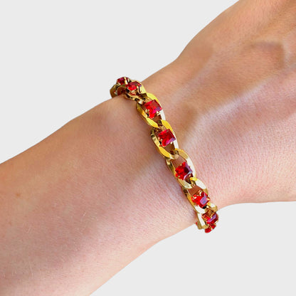 Luxury Garnet Cuban Link Bracelet