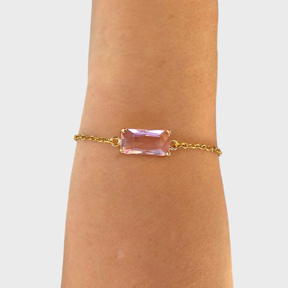 Rose Quartz Gold Cable Bracelet