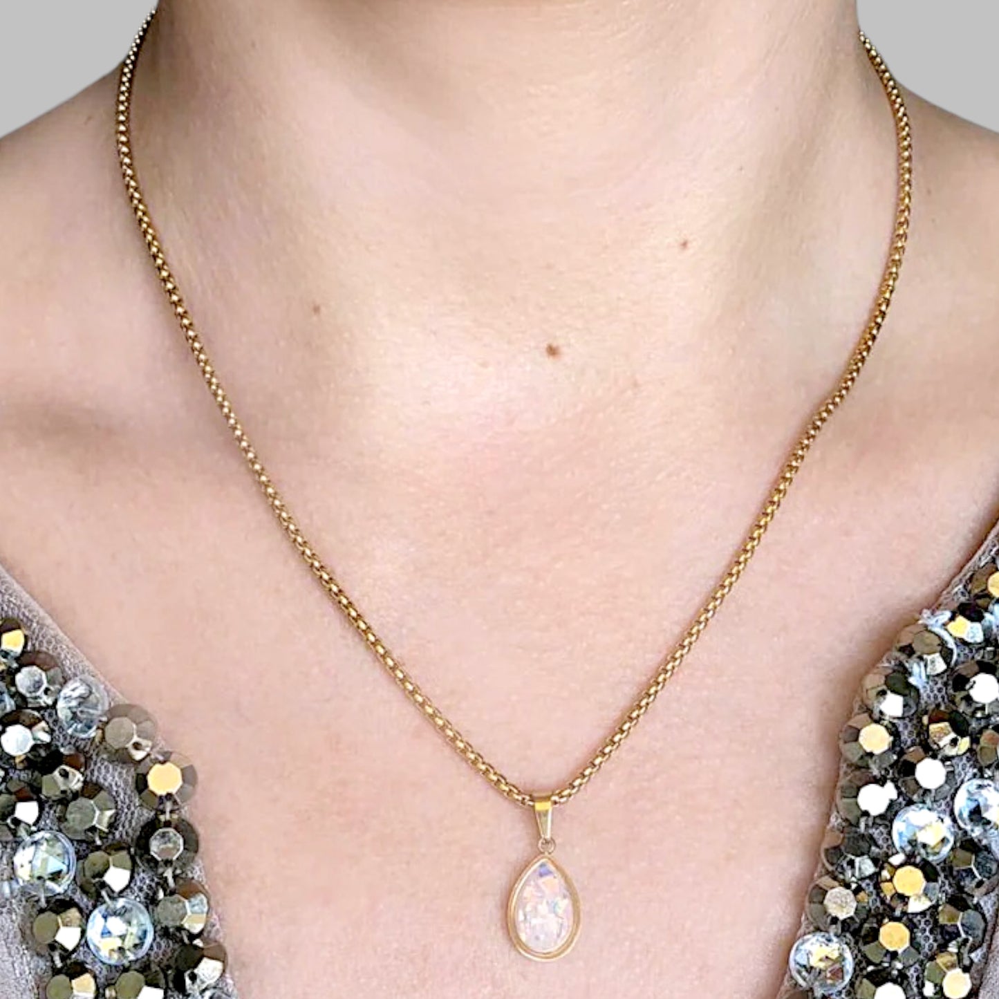 18K Water Drop Opal Necklace
