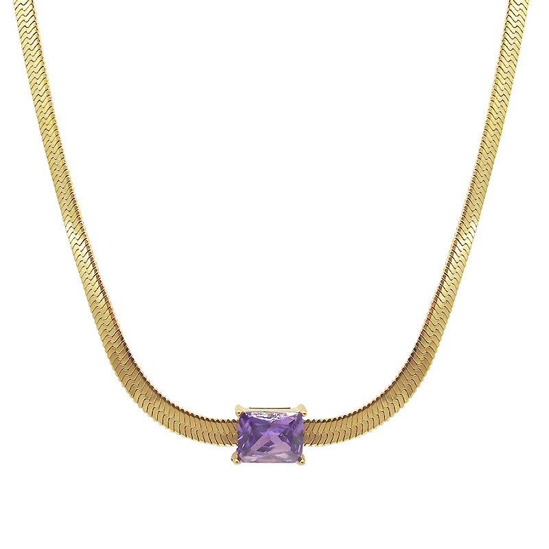 Amethyst Herringbone Zirconia Choker